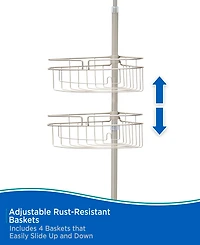 Kenney 4-Tier Spring Tension Razor Holder Shower Corner Pole Caddy