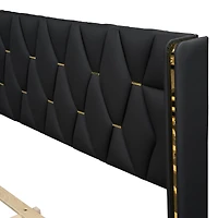 Streamdale Full Size Upholstered Platform Bed with Metal Strips, Black