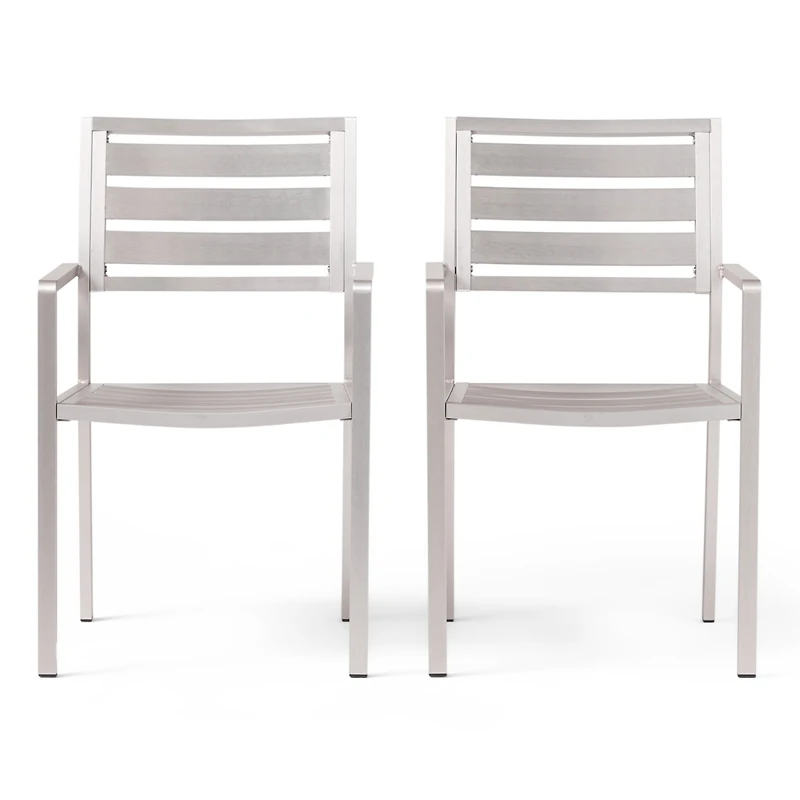 Streamdale Furniture Outdoor Modern Aluminum Dining Chair, Silver
