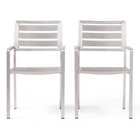 Streamdale Furniture Outdoor Modern Aluminum Dining Chair, Silver