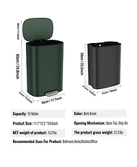 Streamdale Furniture Green Stainless Steel Kitchen Trash Can - 13 Gallon Capacity
