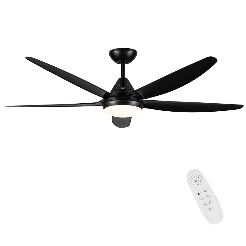 Streamdale 56 In Integrated Led Ceiling Fan Lighting With Black Abs Blade