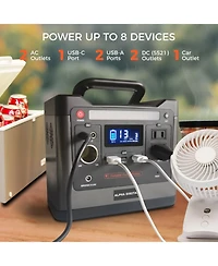 Alpha Digital Portable Power Station: 320W, 298Wh/93120mAh & 40W Solar Panel - Combo