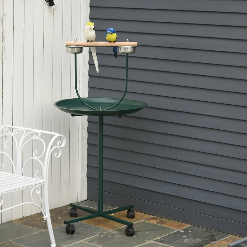 Streamdale Furniture 48" Rolling T-Stand Bird Training Activity Playground With Perch