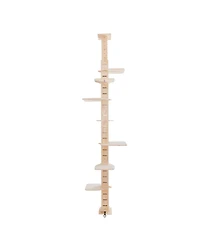 Adjustable 8.53-9.84ft Floor-to-Ceiling Cat Tree with Perches and Flannel Mat