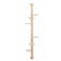 Adjustable 8.53-9.84ft Floor-to-Ceiling Cat Tree with Perches and Flannel Mat