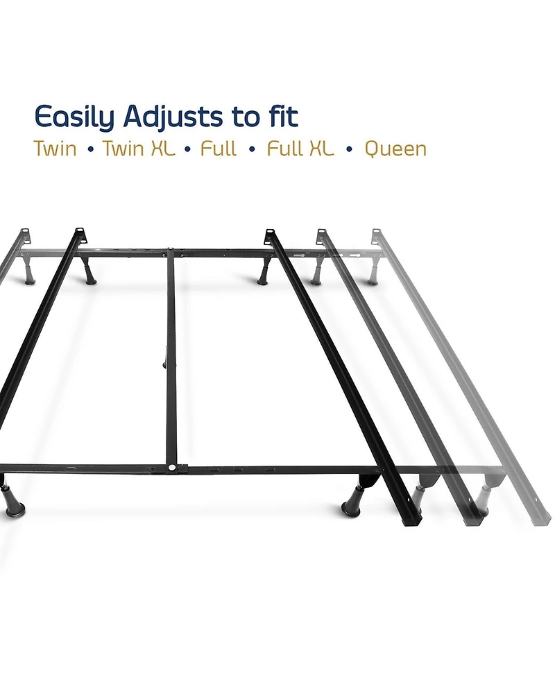 Clara Clark Heavy Duty 5 Lag Adjustable Steel Bed Base With Center Support - Universal Full & Queen