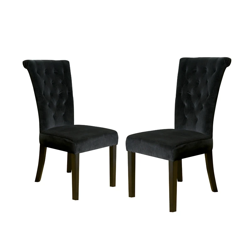 Simplie Fun Elegant Tufted Flared Black Velvet Dining Chairs (Set of 2)