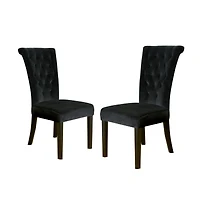 Simplie Fun Elegant Tufted Flared Black Velvet Dining Chairs (Set of 2)