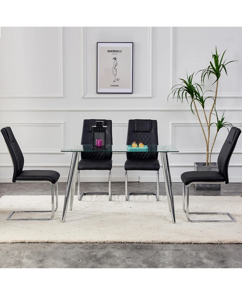 Streamdale Modern Pu Leather Dining Chairs with Metal Legs | Easy Assembly