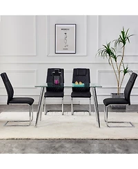 Streamdale Modern Pu Leather Dining Chairs with Metal Legs | Easy Assembly