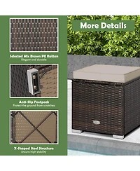 Slickblue 2 Pieces Patio Ottoman with Removable Cushions