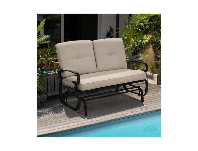 Slickblue 2 Seats Outdoor Swing Glider Chair with Comfortable Cushions