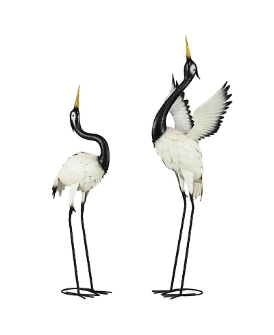 Outsunny 2pc Heron Garden Statues, Metal Yard Art Bird Sculptures,