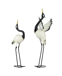 Outsunny 2pc Heron Garden Statues, Metal Yard Art Bird Sculptures,