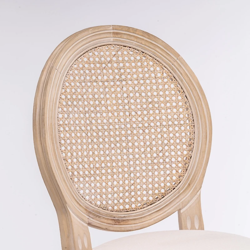 Streamdale French Country Bar Stools with Rattan Back, Beige (Set of 2)