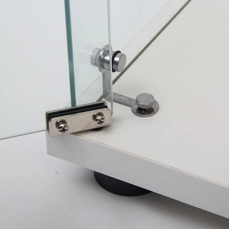 Simplie Fun White Glass Display Cabinet with Double Doors & 5 Shelves