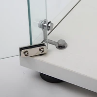 Simplie Fun White Glass Display Cabinet with Double Doors & 5 Shelves