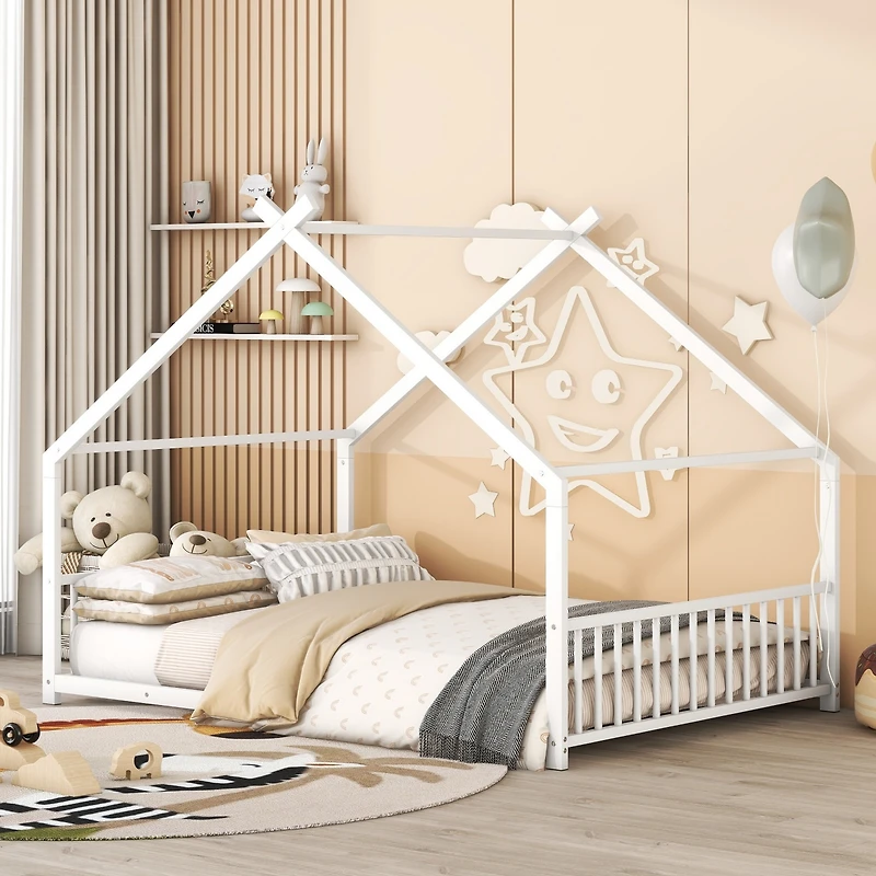 Streamdale Full Metal House Bed, White