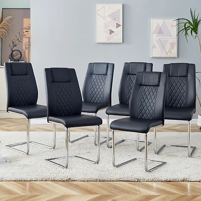 Modern Pu Leather Dining Chairs with Metal Legs | Easy Assembly
