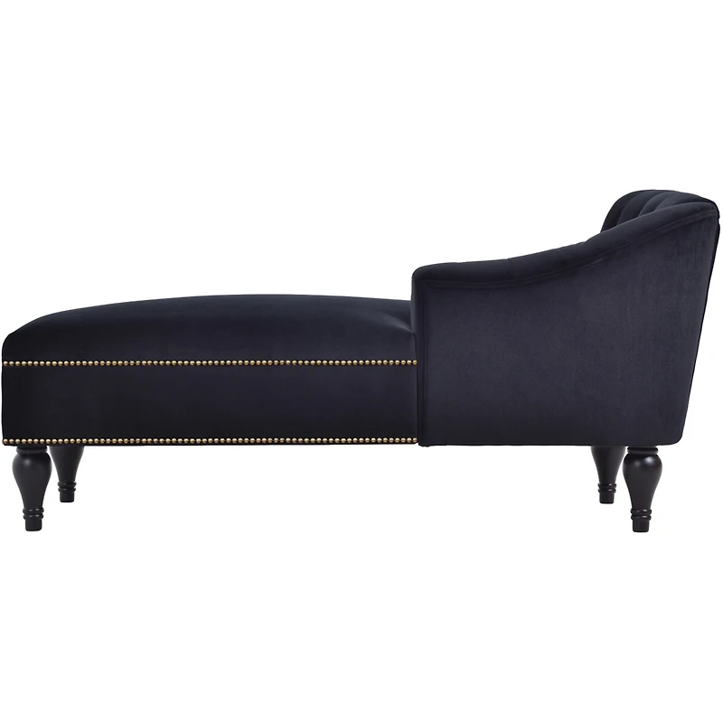 58" Velvet Chaise Lounge, Button Tufted Right Arm Facing Lounge Chair With Nailhead Trim