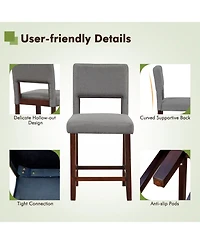 Slickblue 2 Piece Bar Chair Set with Hollowed Back and Rubber Wood Legs