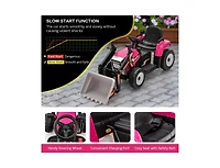 Slickblue 12V Battery Powered Kids Ride on Excavator with Adjustable Arm and Bucket