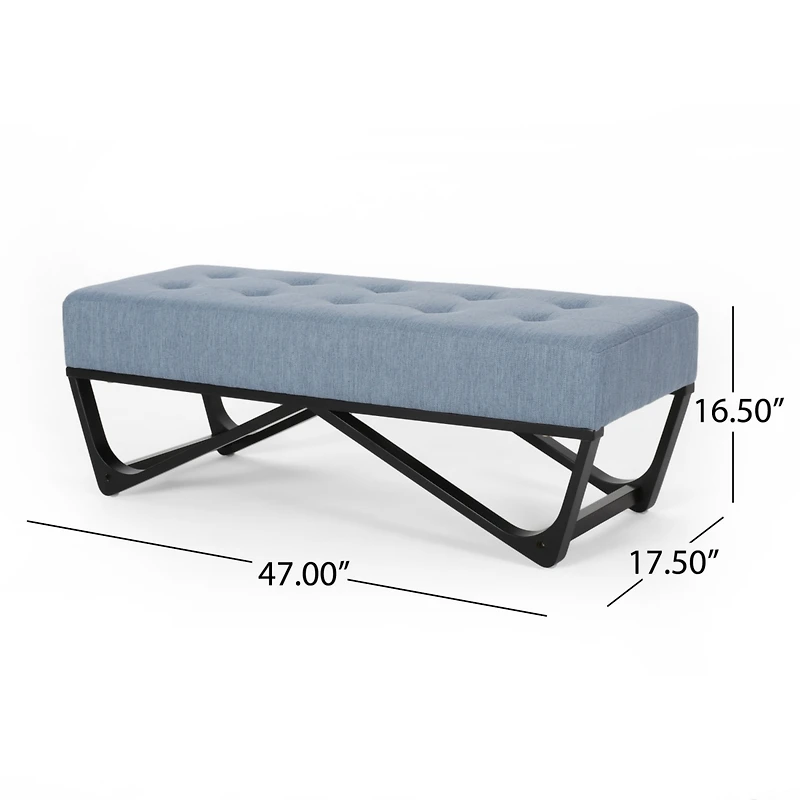 Streamdale Modern Tufted Upholstered Bench with Black Geometric Legs