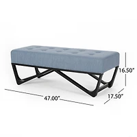 Streamdale Modern Tufted Upholstered Bench with Black Geometric Legs