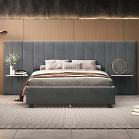 Streamdale Queen Velvet Platform Bed with Headboard