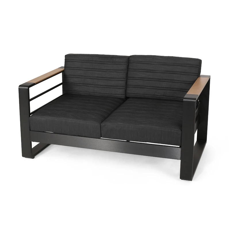Streamdale Furniture Cozy Outdoor Coffee Haven Aluminum Frame, Dark-Grey Cushions