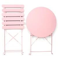 Streamdale Furniture 3 Pieces Patio Bistro Balcony Metail Chair Table Set-Pink