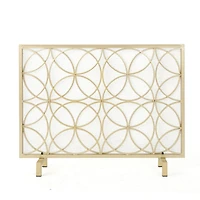 Streamdale Elegant Iron Fireplace Screen with Overlapping Circle Pattern