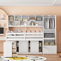 Streamdale Wooden Loft Bed with Storage and Desk