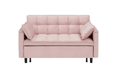 Simplie Fun Sofa Bed with 2 Pillows, 55 Inch - Beige, Black, Pink, or Gray