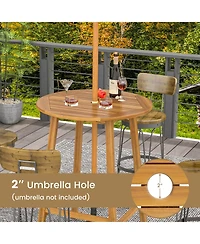 Slickblue Bar Height Table with Umbrella Hole and Slatted Tabletop for Outdoors