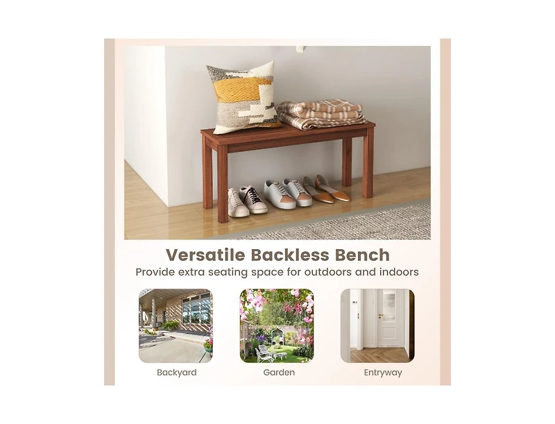 Slickblue 2-Seater Patio Backless Dining Bench with Breathable Slatted Seat