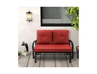 Slickblue Patio 2-Person Glider Bench Rocking Loveseat with Cushioned Armrest