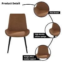 Streamdale Furniture Modern Dining Chair Living Room Black Metal Leg Dining Chair-Brown-2 Pcs/Ctn