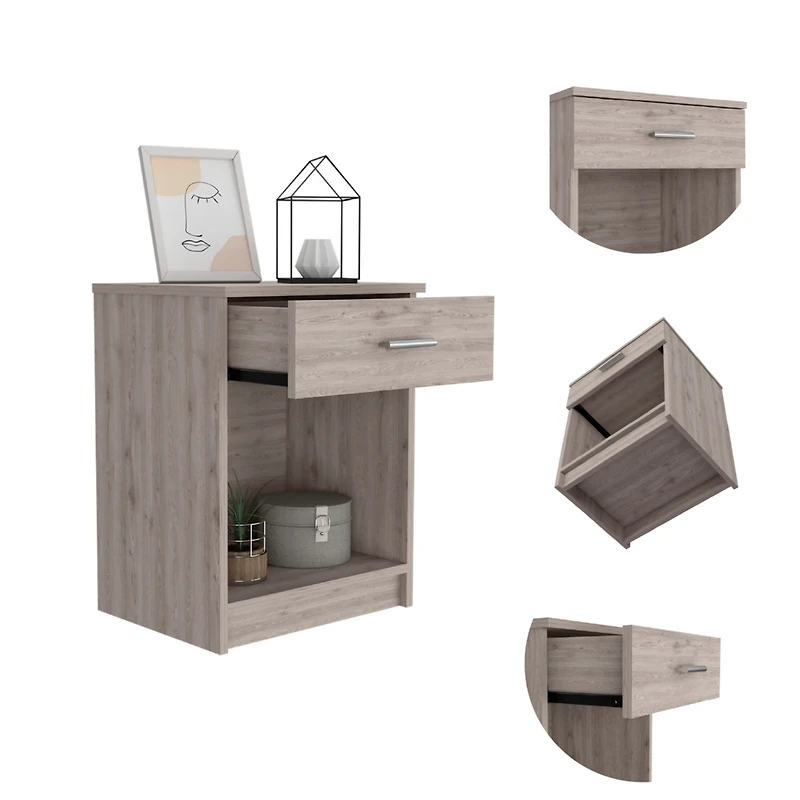 Streamdale Merrimac 1-Drawer 1-Shelf Nightstand Light Grey