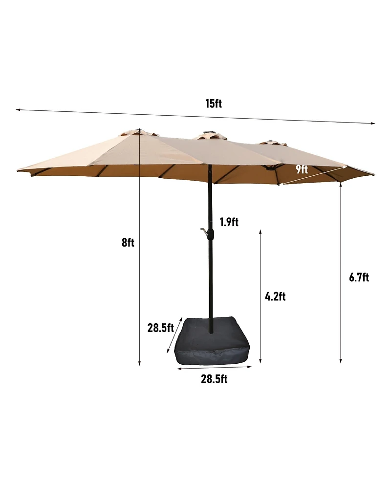 Streamdale Furniture Extra-Large Waterproof Patio Double-Sided Umbrella with Crank Lift