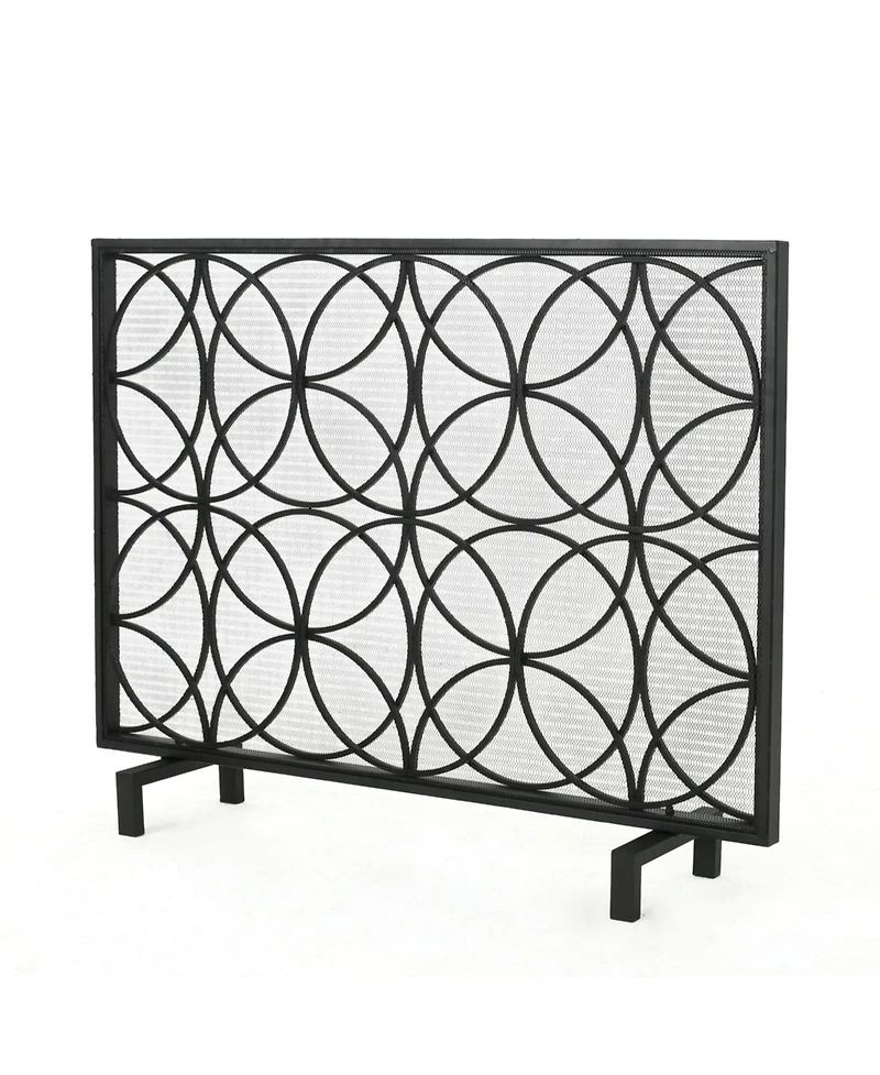 Streamdale Geometric Iron Fireplace Screen with Single Overlapping Panel