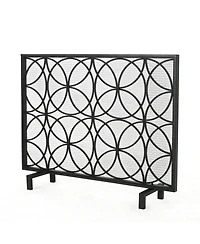 Streamdale Geometric Iron Fireplace Screen with Single Overlapping Panel
