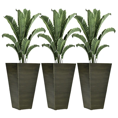 Elegant Stackable Wood-Look Outdoor Planters (Set of 3)