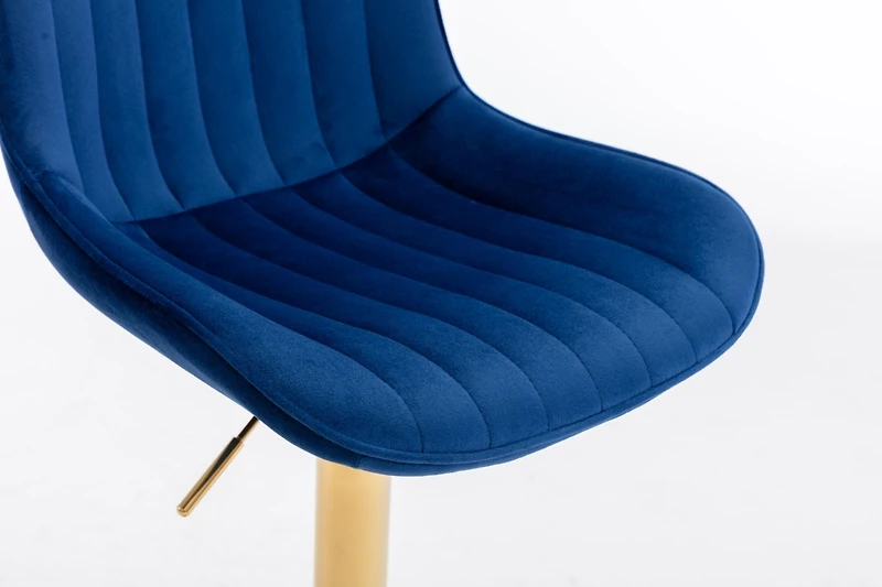 Streamdale Furniture Chrome Footrest And Base Swivel Height Adjustable Mechanical Lifting Velvet + Golden Leg