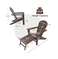 Slickblue Patio Hdpe Adirondack Chair with Retractable Ottoman