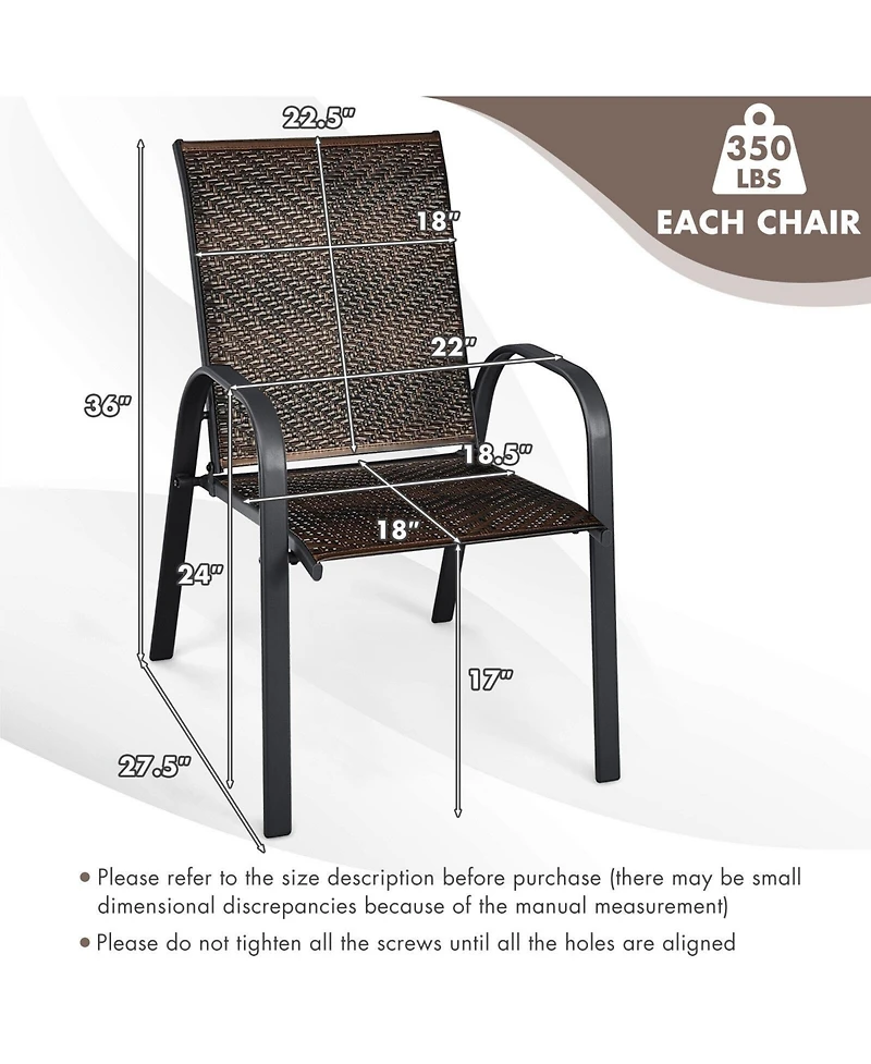 Slickblue Set of 6 Outdoor Pe Wicker Stackable Chairs with Sturdy Steel Frame