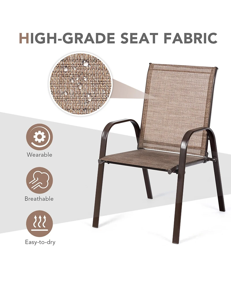 Gymax Set of 2 Patio Chairs Dining w/ Steel Frame Yard Outdoor Beige