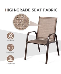 Gymax Set of 2 Patio Chairs Dining w/ Steel Frame Yard Outdoor Beige