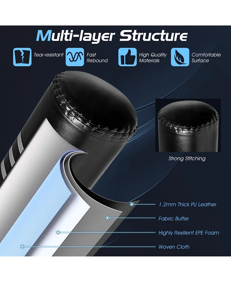 Slickblue 70 Inch Freestanding Punching Boxing Bag with 12 Suction Cup Base